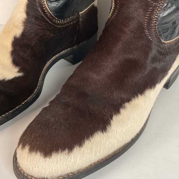 Justin Calf Hair On Cow Hide Pony Cowgirl Roper Boots 6 B Western USA Made - Picture 9 of 15